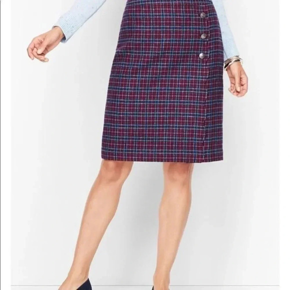 Talbots FAUX WRAP A-LINE SKIRT - PLAID - Picture 2 of 7